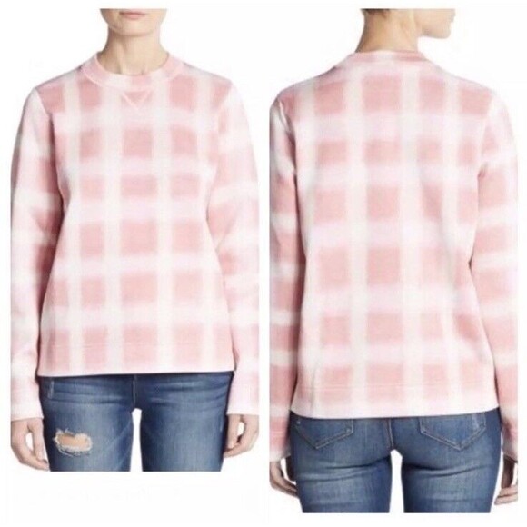 Marc By Marc Jacobs Women’s M Plaid Sweatshirt Blurred Gingham Piggy Pink - Picture 10 of 10